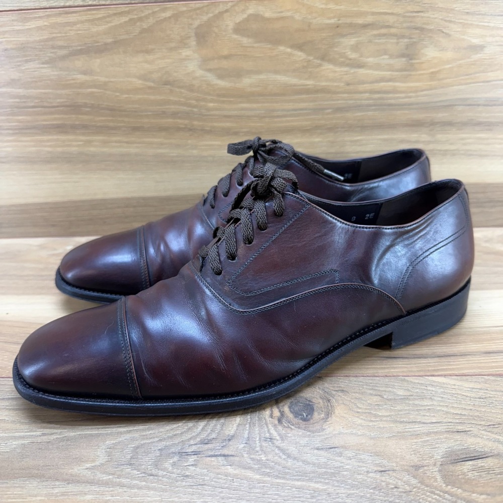Salvatore Ferragamo‎ Mens 8 EE Brown Leather Cap Toe Dress Shoes